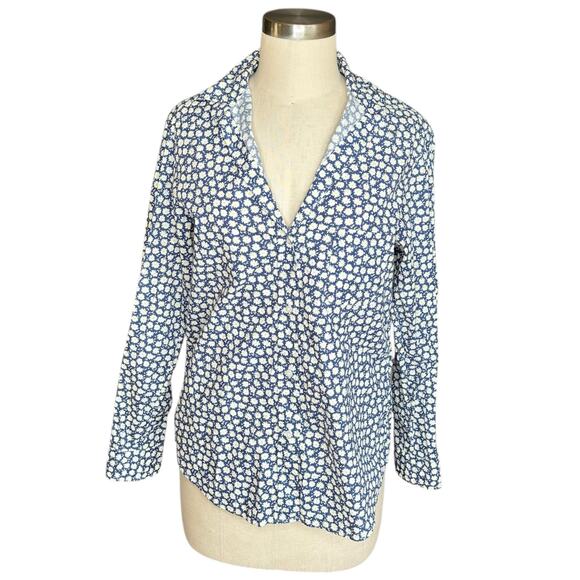 GRAYSON The Hero Blue White Floral Long Sleeve Button Down Shirt Women's 2 US S - Picture 2 of 8